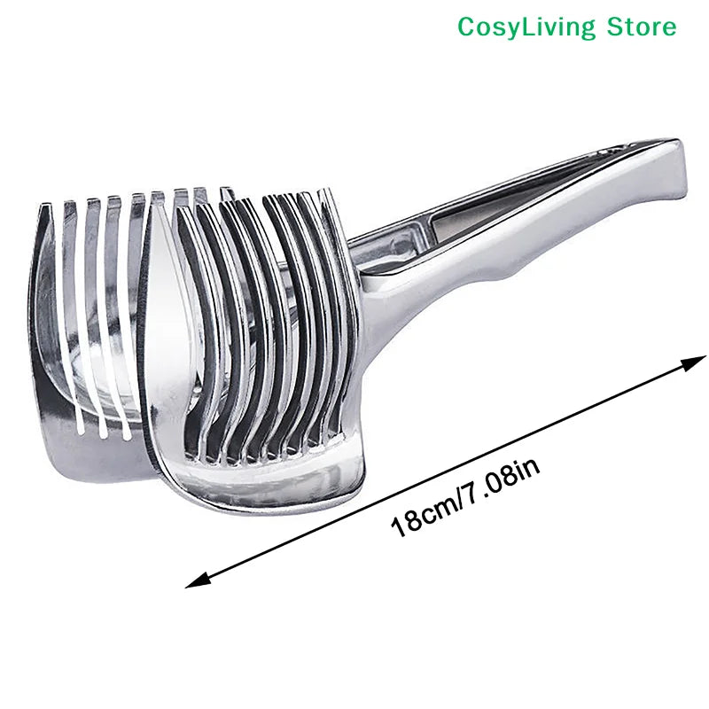 Stainless Steel Onion Holder Vegetable Fruit Cutter and Tomato Potato Slicer Kitchen Tool