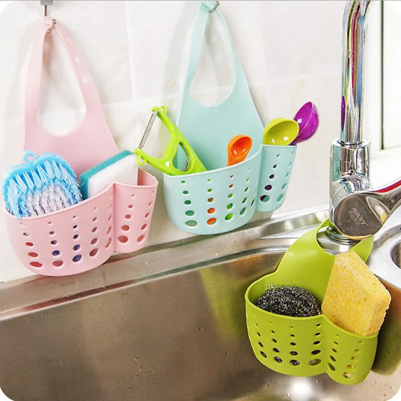 Adjustable Kitchen Sink Hanging Organizer – Faucet Mounted Drain Basket for Sponge, Soap & Cleaning Tools