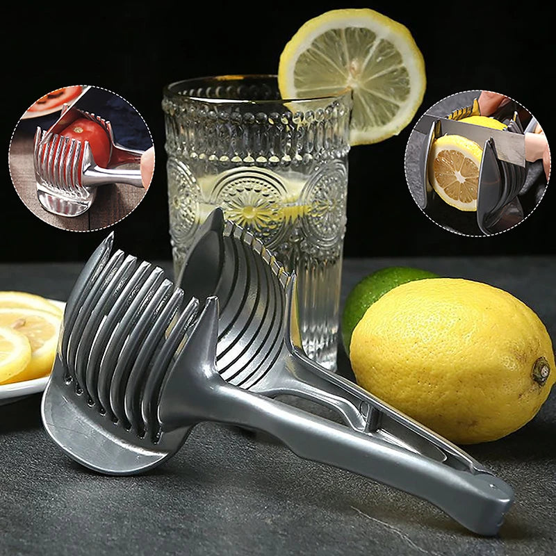 Stainless Steel Onion Holder Vegetable Fruit Cutter and Tomato Potato Slicer Kitchen Tool