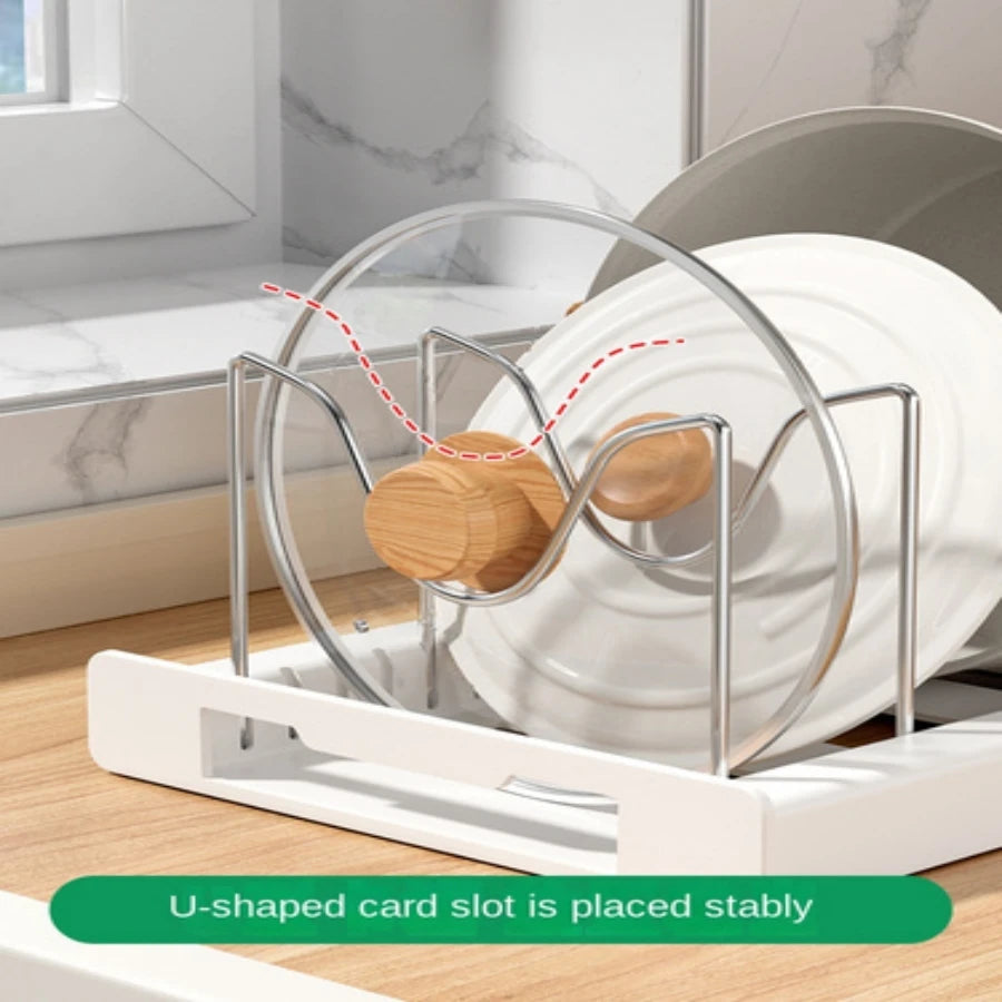 Multi-Function Foldable Kitchen Utensil Holder with Pot Lid Stand – Space-Saving Countertop Organizer