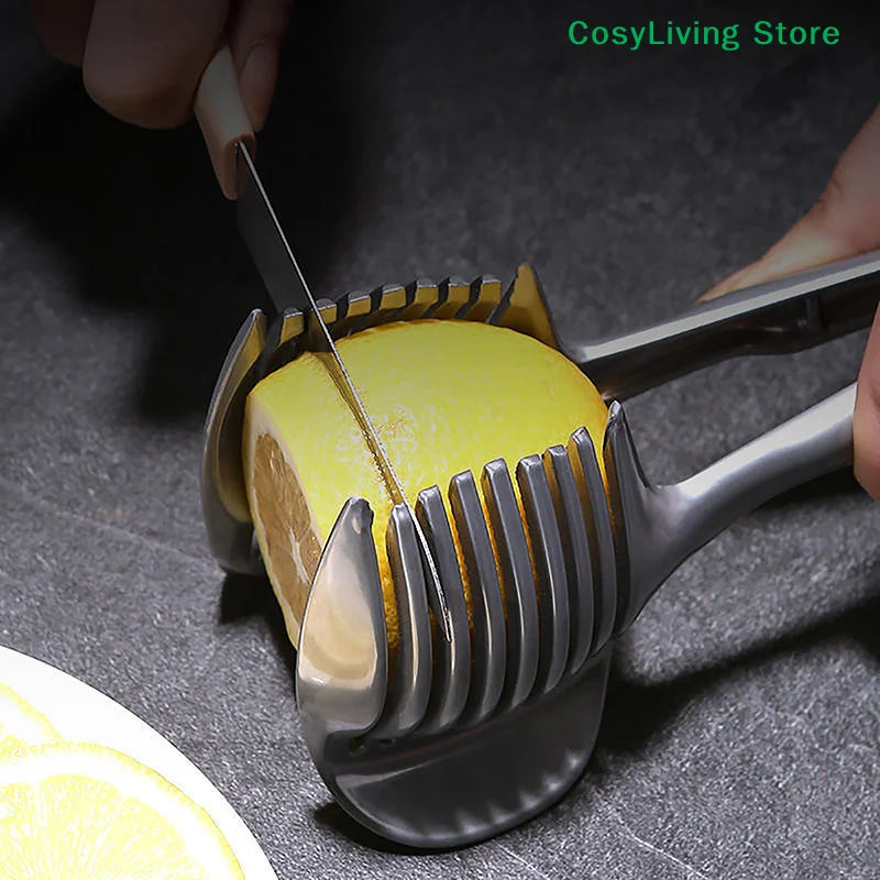 Stainless Steel Onion Holder Vegetable Fruit Cutter and Tomato Potato Slicer Kitchen Tool