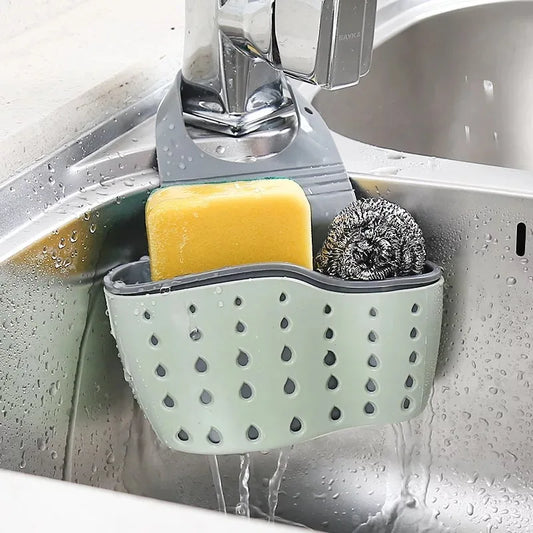 Adjustable Kitchen Sink Hanging Organizer – Faucet Mounted Drain Basket for Sponge, Soap & Cleaning Tools
