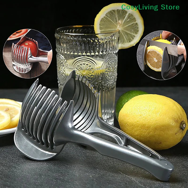Stainless Steel Onion Holder Vegetable Fruit Cutter and Tomato Potato Slicer Kitchen Tool